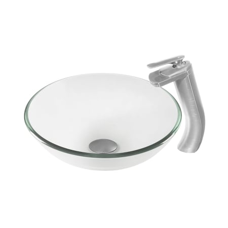 Novatto BONIFICARE Glass Vessel Bathroom Sink Set, Brushed Nickel NSFC-8048057BN